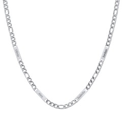 Men’s Figaro Chain with 4 Engravable Bars – Stainless Steel