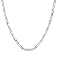 Men’s Figaro Chain with 5 Engravable Bars – Stainless Steel