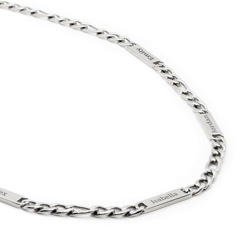 Men’s Figaro Chain with 5 Engravable Bars – Stainless Steel