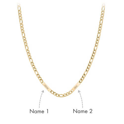 Men’s Figaro Chain with 2 Engravable Bars – Stainless Steel