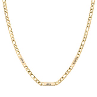 Men’s Figaro Chain with 3 Engravable Bars