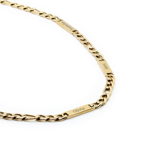 Men’s Figaro Chain with 3 Engravable Bars – Stainless Steel