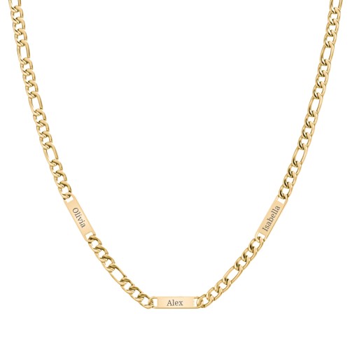 Men’s Figaro Chain with 3 Engravable Bars – Stainless Steel