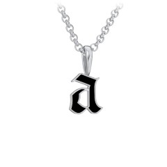 Men's Enamel Gothic Initial Necklace – Sterling Silver