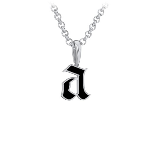 Men's Enamel Gothic Initial Necklace – Sterling Silver