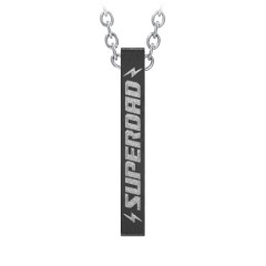 Men’s Engravable SUPERDAD Black 3D Bar Necklace – Stainless Steel