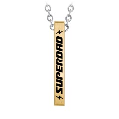 Men’s Engravable SUPERDAD Yellow 3D Bar Necklace – Stainless Steel