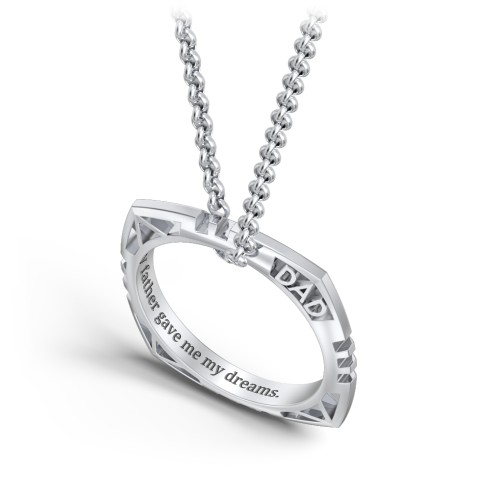 Men’s Engravable DAD Geometric Ring Necklace – Sterling Silver