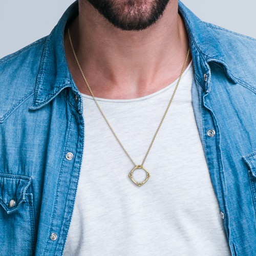 Men’s Engravable Geometric Ring Necklace – Sterling Silver