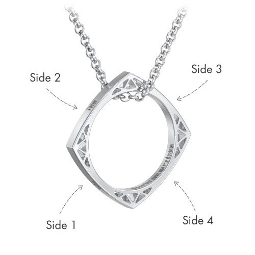 Men’s Engravable Geometric Ring Necklace – Sterling Silver