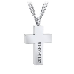 Men's Engravable Cross Urn Necklace - Stainless Steel – Stainless Steel
