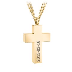 Men's Engravable Cross Urn Necklace - Yellow Ion-Plated – Stainless Steel