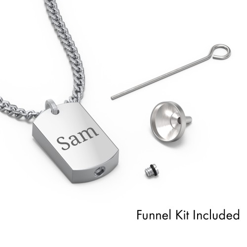 Men’s Engravable Dog Tag Urn Necklace - Stainless Steel – Stainless Steel