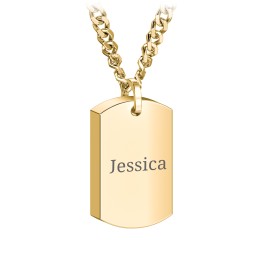 Men’s Engravable Dog Tag Urn Necklace - Yellow Ion-Plated