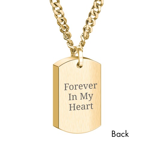 Men’s Engravable Dog Tag Urn Necklace - Yellow Ion-Plated