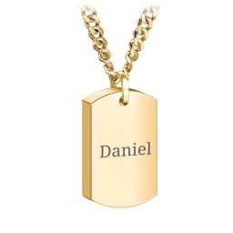 Men’s Engravable Dog Tag Urn Necklace - Yellow Ion-Plated in Stainless Steel
