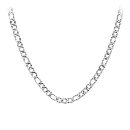 Men's 20" Figaro Chain Necklace in Stainless Steel - 8mm