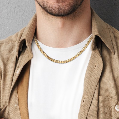 Men's 20" Cuban Chain Necklace in Yellow Stainless Steel - 8mm – Stainless Steel