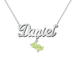 Personalized Name Necklace in 925 Sterling Silver with Peridot