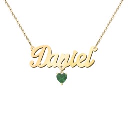 Personalized Name Necklace in 18K Gold Plated Silver with Emerald