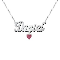 Personalized Name Necklace in 925 Sterling Silver with Pink Tourmaline
