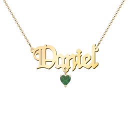 Personalized Name Necklace in 18K Gold Plated Silver with Emerald