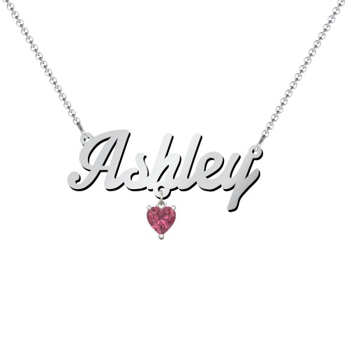 Personalized Name Necklace – Sterling Silver with Pink Tourmaline