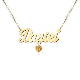 Personalized Name Necklace in 18K Gold Plated Silver with Citrine