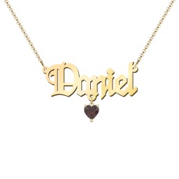 Personalized Name Necklace in 18K Gold Plated Silver with Garnet