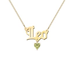 Personalized Name Necklace in 18K Gold Plated Silver with Peridot