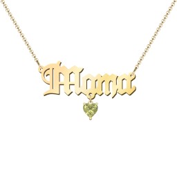 Personalized Name Necklace in 18K Gold Plated Silver with Peridot