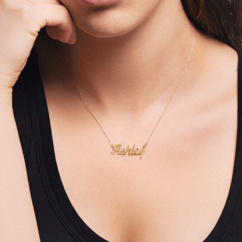 Personalized Name Necklace – 18K Gold Plated Silver with Cubic Zirconia