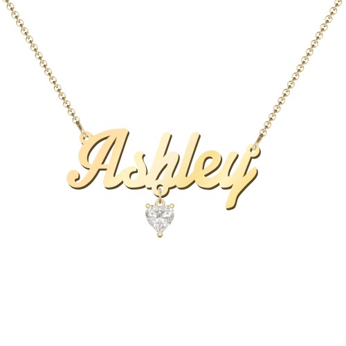 Personalized Name Necklace – 18K Gold Plated Silver with Cubic Zirconia