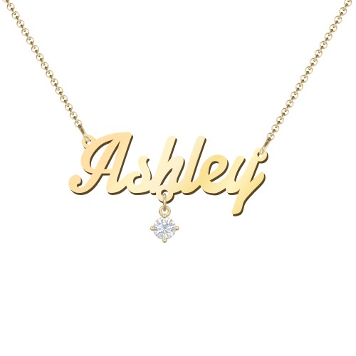 Personalized Name Necklace – 18K Gold Plated Silver with Cubic Zirconia