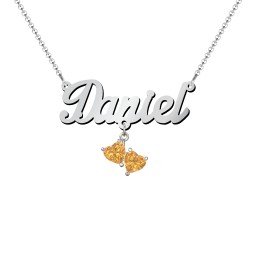 Personalized Name Necklace in 925 Sterling Silver with Citrine