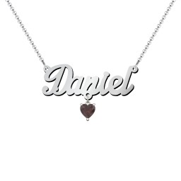 Personalized Name Necklace in 925 Sterling Silver with Garnet