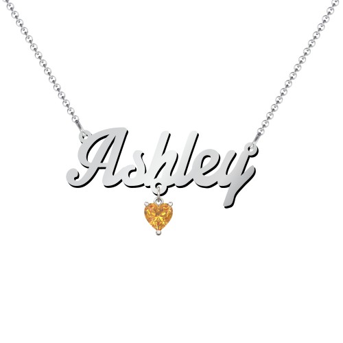 Personalized Name Necklace – Sterling Silver with Citrine