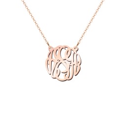 Monogram Name Pendant in 10K Solid Rose Gold with Blue Topaz, Emerald, and Aquamarine