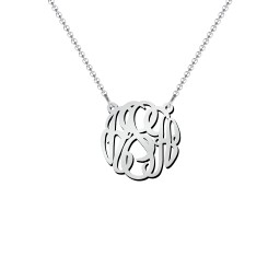 Monogram Name Pendant in 925 Sterling Silver with Blue Topaz, Emerald, and Aquamarine