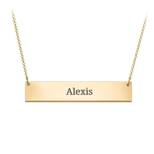 Classic Name Bar Pendant – 18K Gold Plated Silver