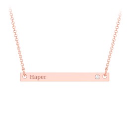 Birthstone Name Bar Pendant in 10K Solid Rose Gold with Diamond