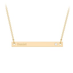 Birthstone Name Bar Pendant in 10K Solid Yellow Gold with Cubic Zirconia