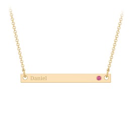 Birthstone Name Bar Pendant in 10K Solid Yellow Gold with Ruby