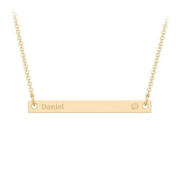 Birthstone Name Bar Pendant in 10K Solid Yellow Gold with Citrine