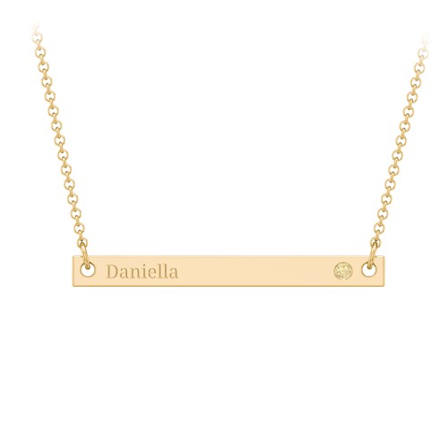 Birthstone Name Bar Pendant – 10K Yellow Gold with Citrine