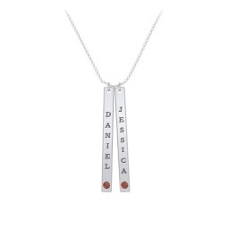 Multi Vertical Birthstone Bar Pendant - 2 Bar in 925 Sterling Silver