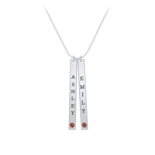Multi Vertical Birthstone Bar Pendant - 2 Bar