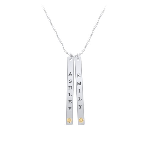 Multi Vertical Birthstone Bar Pendant - 2 Bar – Sterling Silver with Citrine