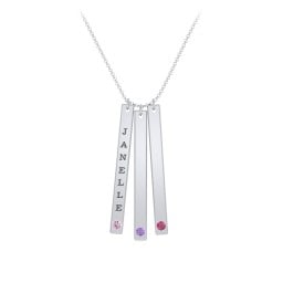 Multi Vertical Birthstone Bar Pendant - 3 Bar