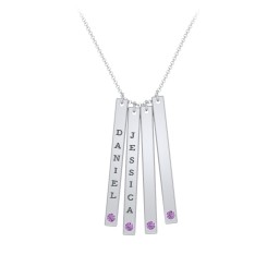 Multi Vertical Birthstone Bar Pendant - 4 Bar